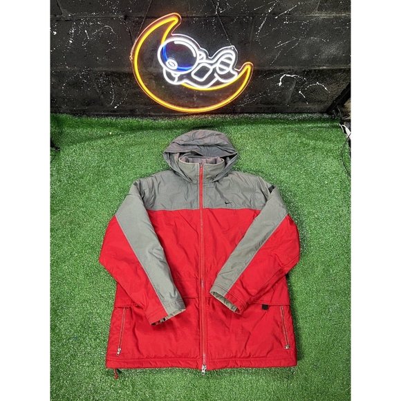 Vintage Nike Y2K Gray Fleece Lined Winter Hooded‎ Jacket Mens Size MD Gray Tag - Picture 1 of 12